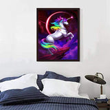 DIY 5D Diamond Painting by Number Kit, Full Drill Flying Unicorn Animal Embroidery Cross Stitch Rhinestone Pictures Arts Craft Home Wall Decor 11.8x15.8 inch