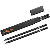 Notsu Black Pencils #2 with Case 4pc Set | Presharpened Black Wood Writing Pencils with Black Erasers and Travel Case Box