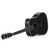 Donner DAG-1B Black Beginner Acoustic Guitar Full Size, 41" Dreadnought Guitar Bundle with Gig Bag Tuner Capo Picks Strap String