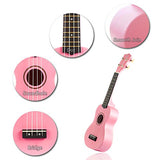 Honsing Kids Ukulele Pink, Soprano Ukulele for Beginner with Bag