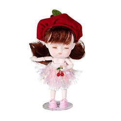 Chubby Girls Fortune Days Original 5 Inch Dolls(with Gift Box),26 Ball Joints Doll,Best BJD Gift for Girls (Cherry)
