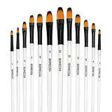 Watercolor Paint Brush Set, 12pcs Filbert Tip Nylon Hair Artist Paintbrushes for Acrylic Watercolor Oil Ink Canvas Painting, Face Body Nail Art, Model, Rock, Shoes & Crafts, Professionals Art Supplies