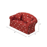 Inusitus Set of Matching Dollhouse Sofa & Armchair | Dolls House Furniture Couch & Chair - Red Checkered - 1/12 Scale (red White Stars)