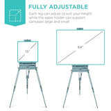 Best Choice Products French Easel, 32pc Beginners Kit Portable Wooden Folding Adjustable Sketch Box Artist Tripod for Painting, Drawing w/Acrylic Paints, Brushes, Canvases, Palettes - Blue
