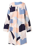 YOINS Womens Summer Crew Neck Mini Dress Causal Self-tie Half Sleeves Sundresses Short Party Dress Colorblock-Pink Blue Medium