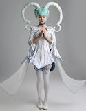 Miccostumes Womens Tiamat Dress Cosplay Costume with Headdress and Stockings (X-Small, White)