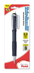 Pentel Twist-Erase III Automatic Pencil with 1 Eraser Refill, 0.9mm, Assorted Barrels, 1 Pack