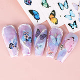 KTAABTR Butterfly Nail Art Stickers Decals Water Transfer Design Butterfly Patterns Nail Stickers Nail Supply Black Pink Blue Color Butterflies Nail Decals for Women Girls DIY Manicure Decoration