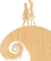 Jack And Sally Laser Cut Out Wood Shape Craft Supply - 4 Inch