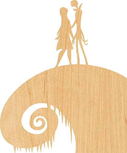 Jack And Sally Laser Cut Out Wood Shape Craft Supply - 4 Inch