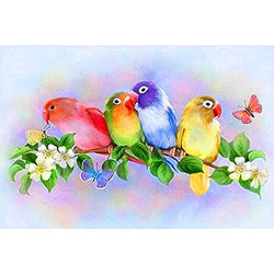 Parrot DIY 5D Diamond Painting Number Kits for Adults Kids Beginner, Full Drill Crystal Rhinestone Diamond Embroidery Paintings Pictures Arts Craft Perfect for Home Wall Decor Gift 12" x 16"