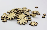 RayLineDo Pack of Mixed Size Natural Wood Color Little Flower Shaped Wooden Crafting Sewing