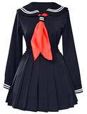 Classic Japanese School Girls Sailor Dress Shirts Uniform Anime Cosplay Costumes with Socks Set(Black)(S = Asia M)(SSF08BK)