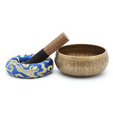 Dhyana House Tibetan Meditation Singing Bowl Set With Mallet,Ring Slik Cushion and Large Travel Box for Yoga, Healing, Reiki, Zen, Relaxation, Chakra and Music Handmade in Nepal (5 Inch, Blue)