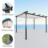 Patio Tree Outdoor Retractable Pergola 10*13ft Aluminum Patio Gazebo Shelter with Sun Shade Beige