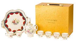 Vintage Tea Sets for Women, Antique China Porcelain Teapot Set with Tray, 6 Cup