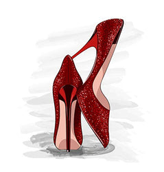 5D DIY Diamond Painting Kits Stiletto Red Shiny Heels Shoes Accessory Beautiful Full Drill Painting Arts Craft Canvas for Home Wall Decor Full Drill Cross Stitch Gift 16X12 Inch