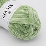 NICEEC 3 Skeins Soft Chenille Yarn Blanket Yarn Velvet Yarn for Knitting Fancy Yarn for Crochet Weaving DIY Craft Total Length 3×85m (3×93yds, 3×50g)_Mint Green