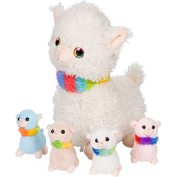 PixieCrush Snugababies Llama Stuffed Animals for Girls Ages 3 4 5 6 7 8 Years; Stuffed Mommy Llama Plush with 3 Small Baby Llamas in her Tummy; Toy Pillows for Girls