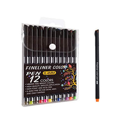 Writing Drawing Pens, Fineliner Color Pen Set 12 Color Journal Planner Pens Colored Markers, Fine Tip Markers Fine Line Point Drawing Markers for Writing Sketching Calendar Taking Note