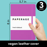 PAPERAGE Lined Journal Notebooks, 3 Pack, (Marigold, Raspberry, Mint), 160 Pages, Medium 5.7 inches x 8 inches - 100 GSM Thick Paper, Hardcover