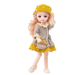 MERIGLARE Cute 13 Moveable Joint 26cm BJD Doll with Dress & Shoes , Orange Hair