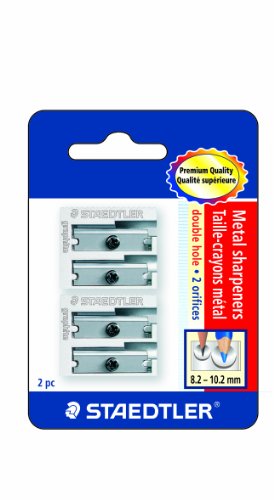 Staedtler Metal Sharpeners, Double Hole for Pencils and Colored Pencils 2 ea, 510 20BK2