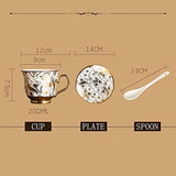 Havitar Coffee Cup Set Full Set of Chinese Bone China Ceramic Cup and Tea Tray Tea Set Tea Set Tea Cup Home Water Cup (Rich)