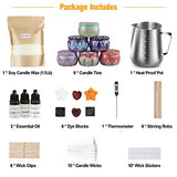 Soy Candle Making Kit, DIY Scented Candle Making Supplies for Adults & Beginners, Full Set Candle Maker Set with Melting Pot, Jars, Soy Wax, Dyes, Wicks, Sticker, Thermometer, Fragrance Oils