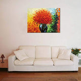 Handmade Modern Textured Red Flower Oil Painting Abstract Floral Canvas Wall Art