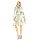 Vogue Patterns V9076 E5 Misses' Gathered Dress with Bishop Sleeves Sewing Pattern, Size 14-22 (9076)
