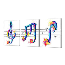 HOMEOART Music Wall Art Music Note Painting Picture Canvas Prints Framed Gallery Wrapped Music Lover Gifts 12x16inchx3 Panels