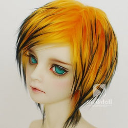 7-8inch(18-19cm): 1/4 BJD Doll MSD Fur Wig Dollfie Yellow + Black / SW57