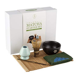 Mocha ChaDao MATCHA Traditional Tea Set | Purple Bamboo Whisk & Tea Scoop | Matcha Bowl | Ceramic Blue Whisk Holder | Best Authentic Accessories For Japanese Matc