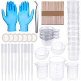 Silicone Measuring Cups for Resin, Anezus 140Pcs Silicone Mixing Cups Resin Tools Set with Disposable Measuring Cups Mixing Sticks Dropper Tweezers Gloves for Resin, Epoxy