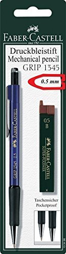 Faber-Castell Mechanical Pencil 0.5mm, Grip Druckbleistift Set, (1x Pencil, 12 Refill Leads B, in