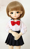 FEENGG BJD Doll 1/6 Ball Joint Doll SD Full Set Clothes Wig Makeup Bowknot School Uniform Child DIY Toy Gift Birthday Festival Send Girl