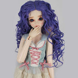 1/3 with 9-10 Inch BJD Doll Wig High Temperature Synthetic Fiber Dark Purple Ombre Kinky Curly Hair Wig BJD Doll Wigs for 1/3 1/4 1/6 BJD SD Doll (T2420&T2512BT4043)