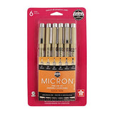 SAKURA Pigma Micron Black Ink Multi-tip Set, 6 Pack