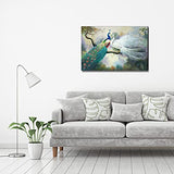 Canvas Painting Wall Art Peacock Illustration 3d Hand Drawn Artwork for Peacock Lovers to Paint, Frame Art Picture, Home Living Room Bathroom Bedroom Decor Mural Ready to Hang 20*30inch