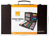 COLOUR BLOCK Classic 73 Piece Wooden Box Art Set, with Colored Pencils, Acrylic Paints, Watercolor Cakes, Oil Pastels, Brushes and Palette for Teens, Adults, and Student Artists