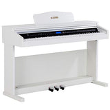 LAGRIMA White Digital Piano with Standard Key, 88 Key Electric Piano for Beginner(Adults/Kids) W/Music Stand+Power Adapter+3-Pedals+Instruction Book+Headphone Jack