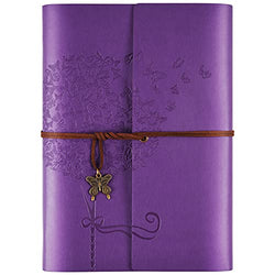 Leather Journal Notebook, Refillable Writing Journal Diary Planner for Women Girls, Ruled Travelers Journals to Write in A5 6.5 x9.2 Inch(Purple)