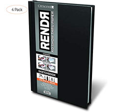 Crescent Creative Products 8.5 11-inch RENDR Hardbound Sketchbook, 8.5" x 11" (Four Pack)