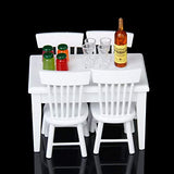 FIIMO 1:12 Dollhouse Miniature Dining Table Chair Set,5pcs White Wooden Furniture Table Chair Set for Dollhouse