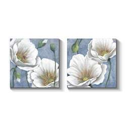 Abstract Floral Wall Art Print: Flower Blossom Painting Artwork Picture Painting on Canvas for Office ( 12'' x 12'' x 2 Panels )