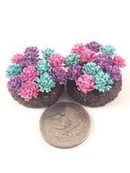 Fairy Garden Accessories. Miniature Flower Beds. Set of 2. Pink, Purple, and Blue Flowers. Dollhouse, Terrarium Décor.