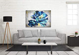 HOMEOART Canvas Wall Art Elegant Blue Flower Blooms Floral Blossom Painting Prints Framed Artwork Dining Room Living Room Bedroom Decoration