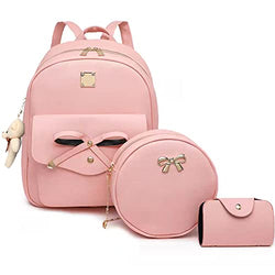 Cute PU leather 3pcs set backpack mini purse shoulder bag for women teen girls