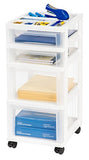 IRIS 4-Drawer Rolling Storage Cart with Organizer Top, White
